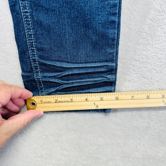 RawBlue Jeans Womens 9/10 Dark Wash Blue Denim Mid Rise Skinny 32" Destroyed Y2K - Picture 10 of 12